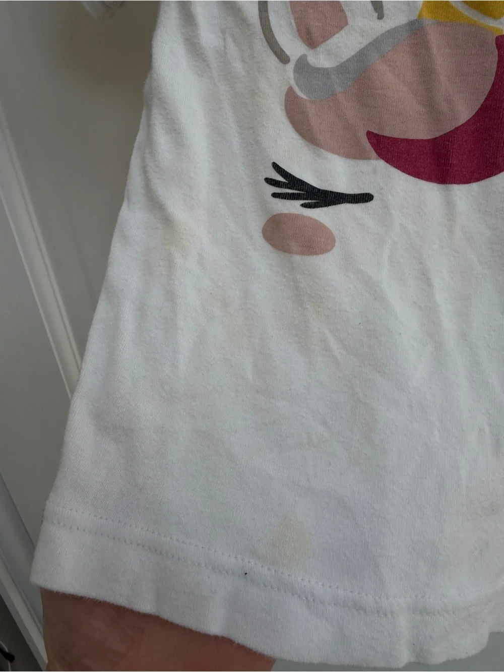 Old Navy 4T White Girls' Unicorn Short Sleeve Shirt Top Blouse- Stains
